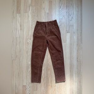 Women’s Tan High Waist Pleated Corduroy Pants size small
